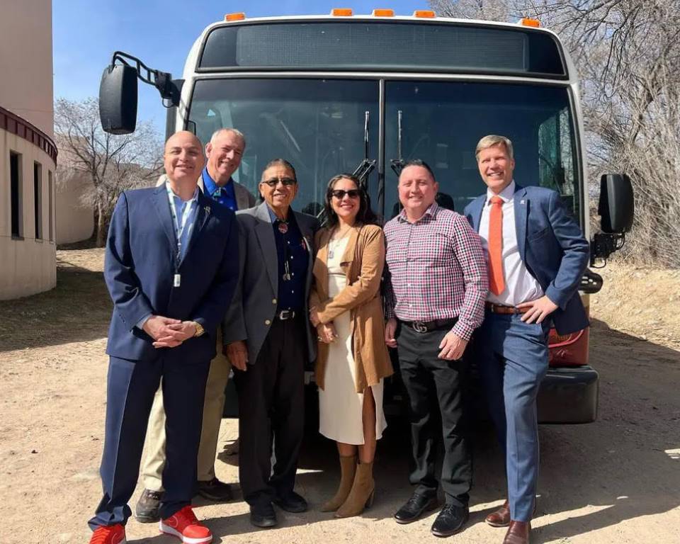 From Left: NNMC President Hector Balderas, Board of Regents President Michael Martin, Vice President Erica Rita Velarde, Regent Rubin Archuleta, ABQ Mayor Tim Keller and Alfred Herrera, president of the NNMC Foundation Board.